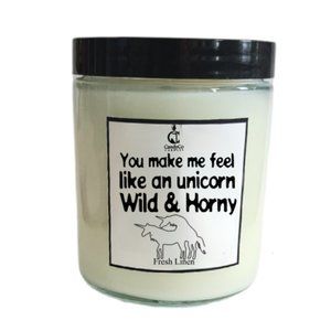 Valentines day YOU MAKE ME FEEL HORNY soy wax candle Scent Sweet Pea